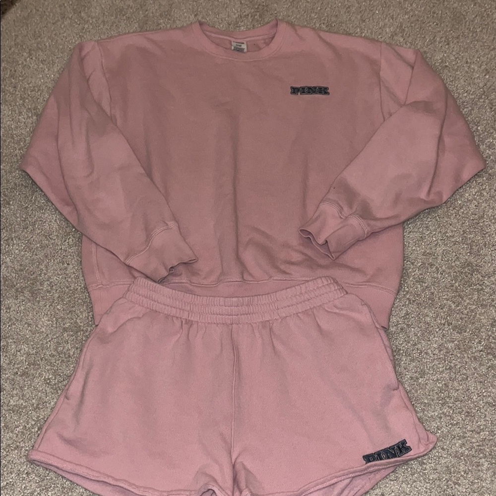 PINK sweat shirt an shorts set